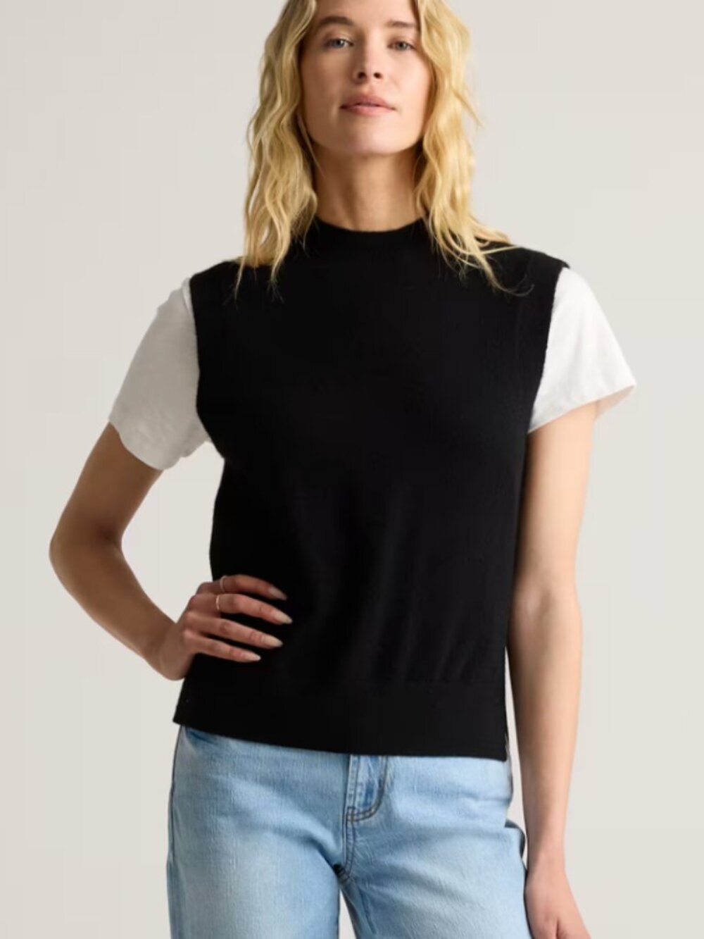 Quince Mongolian Cashmere Mock Neck Sweater Vest